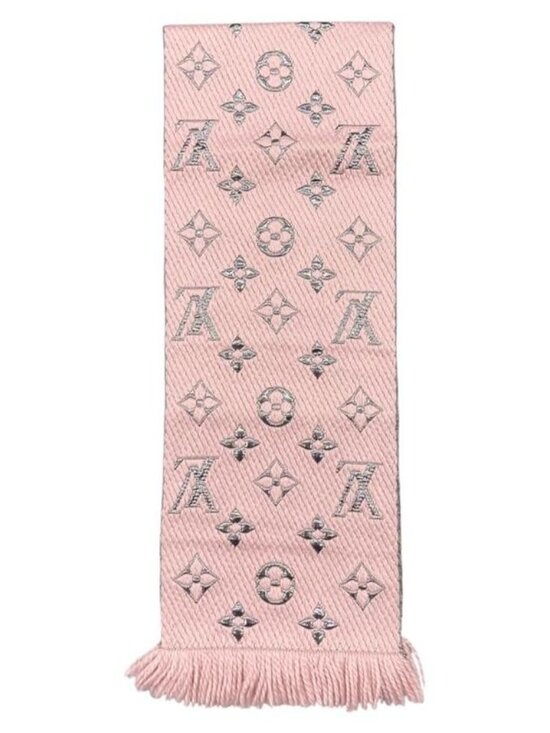 Louis Vuitton Muffler Echarpe Logomania Shine Wool Silk Monogram Rose Scarf - Picture 4 of 9